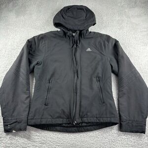 Vintage‎ Y2K Adidas Jacket Mens Medium Bomber Hooded Full Zip Quilt Lined Moto